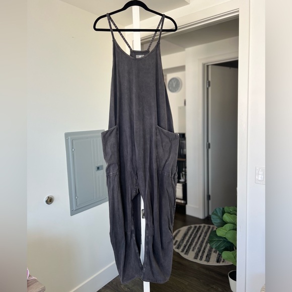 Free People Movement Hot Shot Onesie in Washed Black- M - Picture 2 of 14